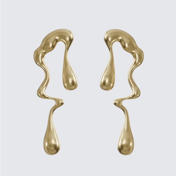 Kendra Scott Jewelry - Artistic Metal Water Drop Earrings | Geometric Long Gold Earrings | NWT